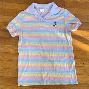 Vintage 80s Womens Striped Disney Embroidered Minnie Mouse Polo Collared Shirt M